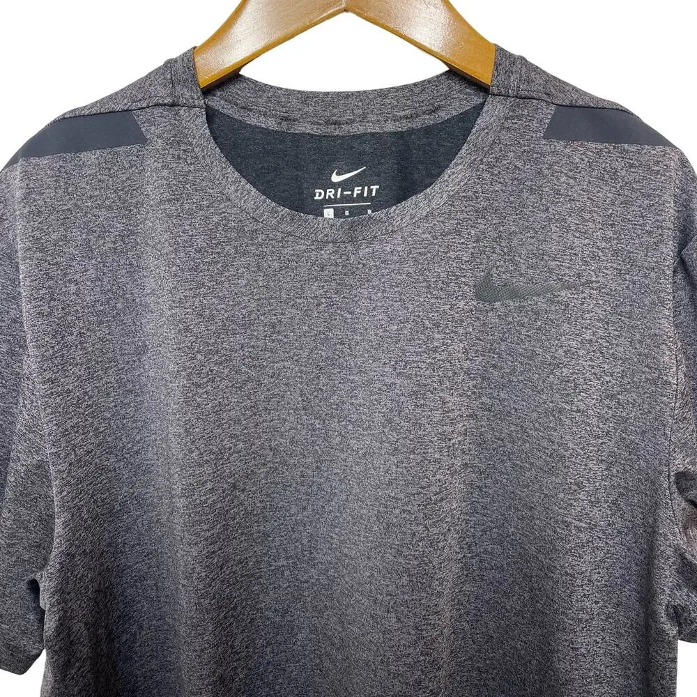 Nike Mens Dri-Fit Hypermax Short Sleeve Training T-Shirt - Heathered Black Large